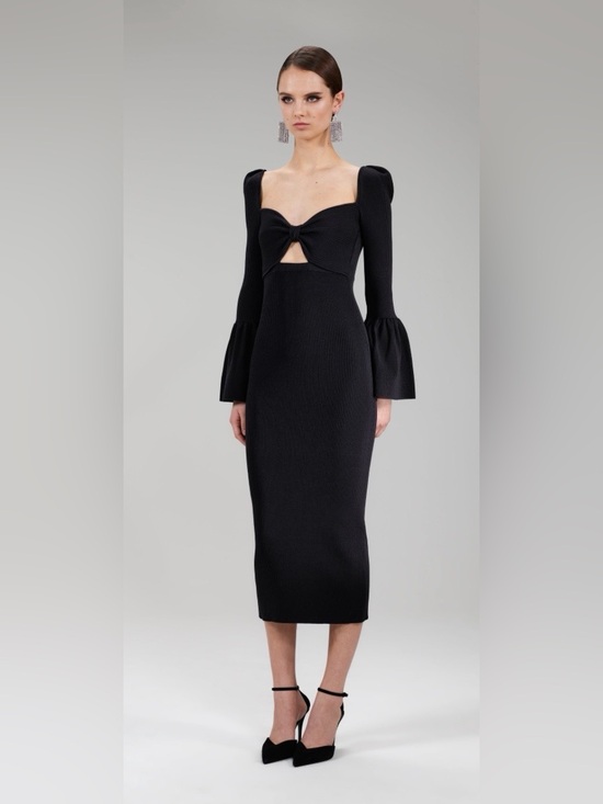 Self-Portrait Dresses & Skirts - Self-Portrait Textured Knit Midi Dress with Cutouts, Size S.